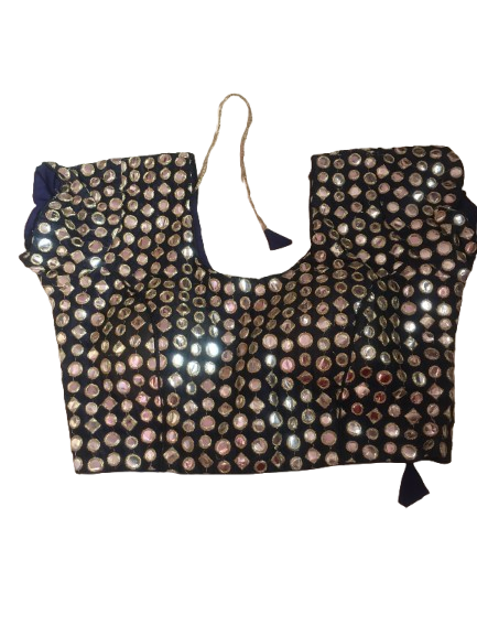 Raw Silk Navy blue Designer Blouse 29